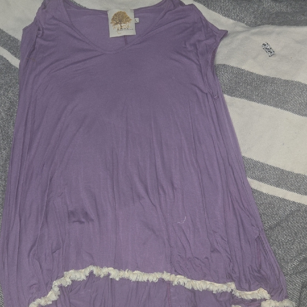 Chic Lavender Tunic with Fringe Accents
